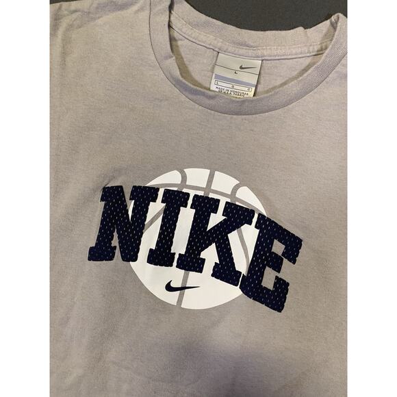 Y2K NIKE Basketball Graphic 3D Print Crewneck T-Shirt Gray Tag Large #12 - Picture 2 of 10